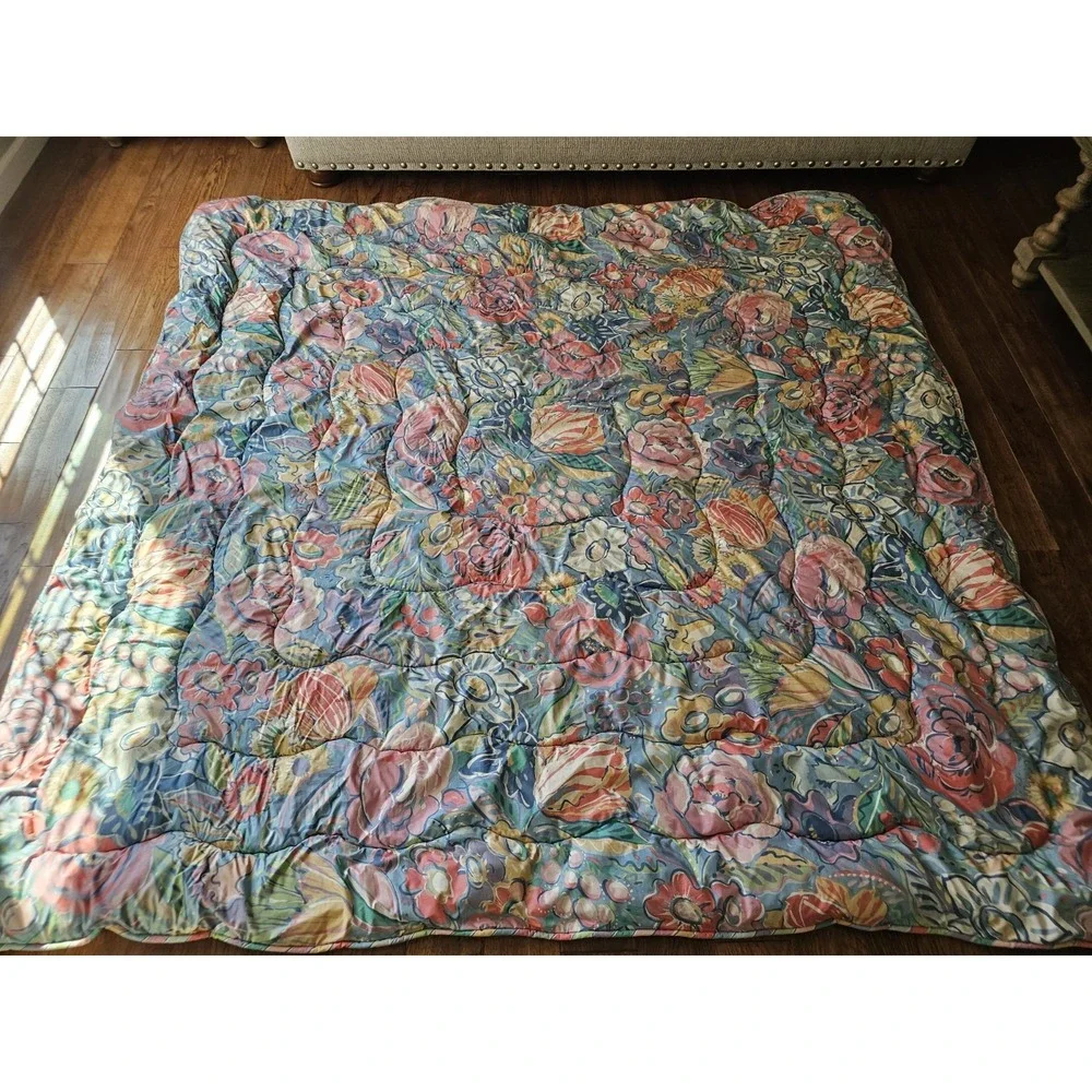 Vintage Collier Campbell Reversible Full Queen Comforter Tambourine Floral
